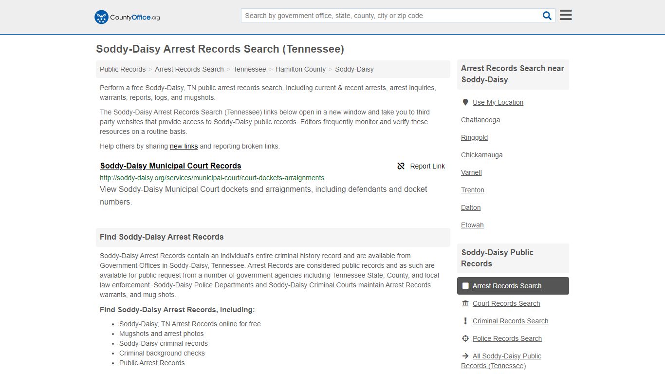 Soddy-Daisy Arrest Records Search (Tennessee) - County Office