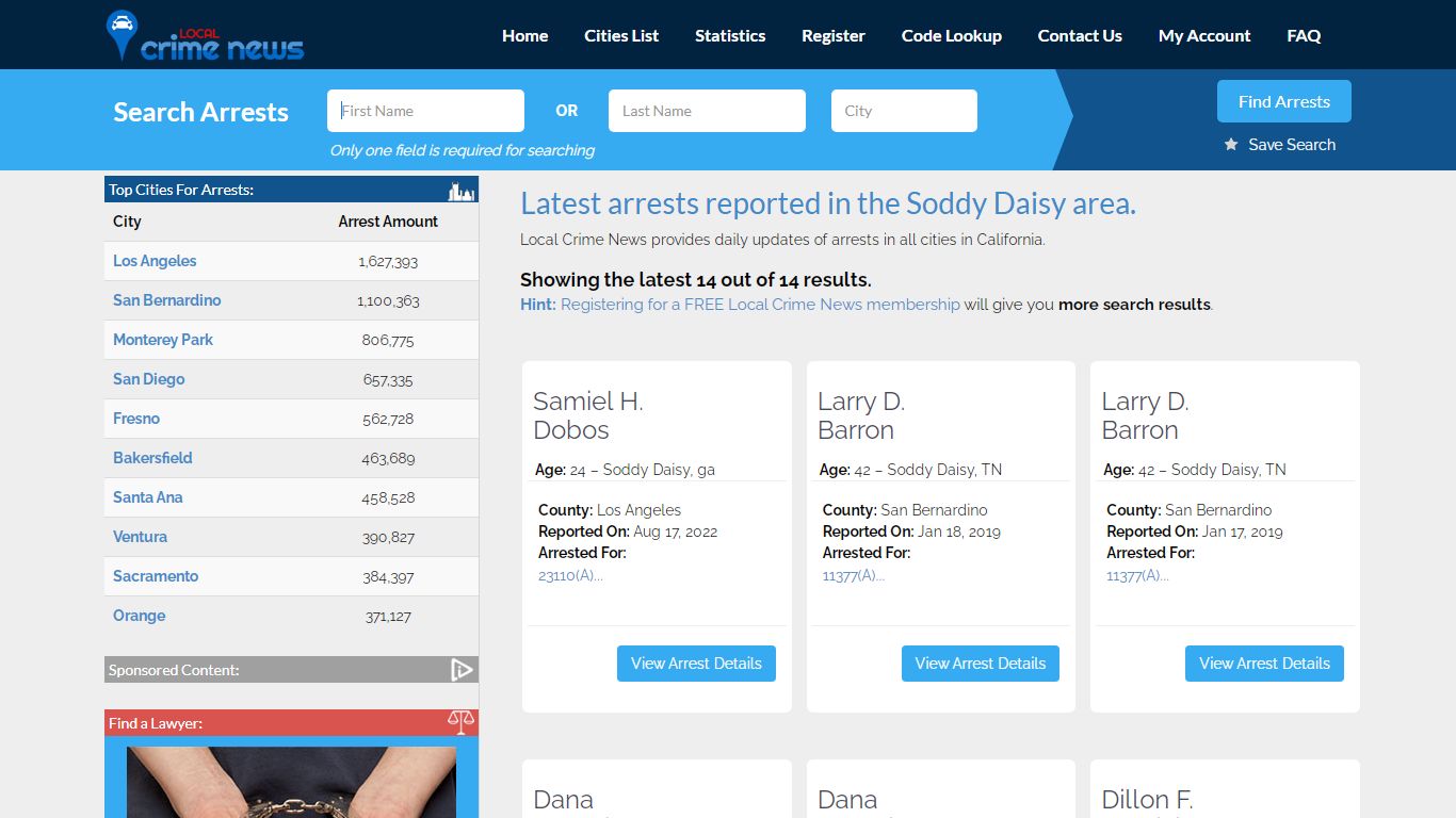 Soddy Daisy California Arrest Records | Local Crime News